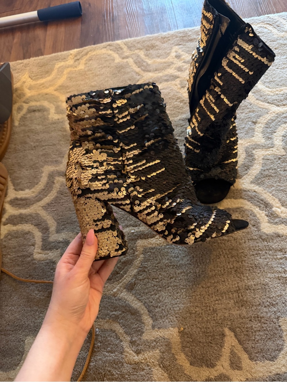 Black and Good Sequin Ankle Boots by Enzo Angiolini